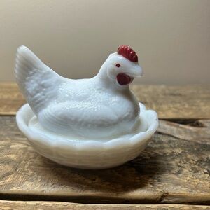 White and Red Hen Figurine Dish sku151
